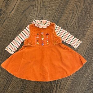Gymboree Orange Corduroy Swing Dress with Striped Top